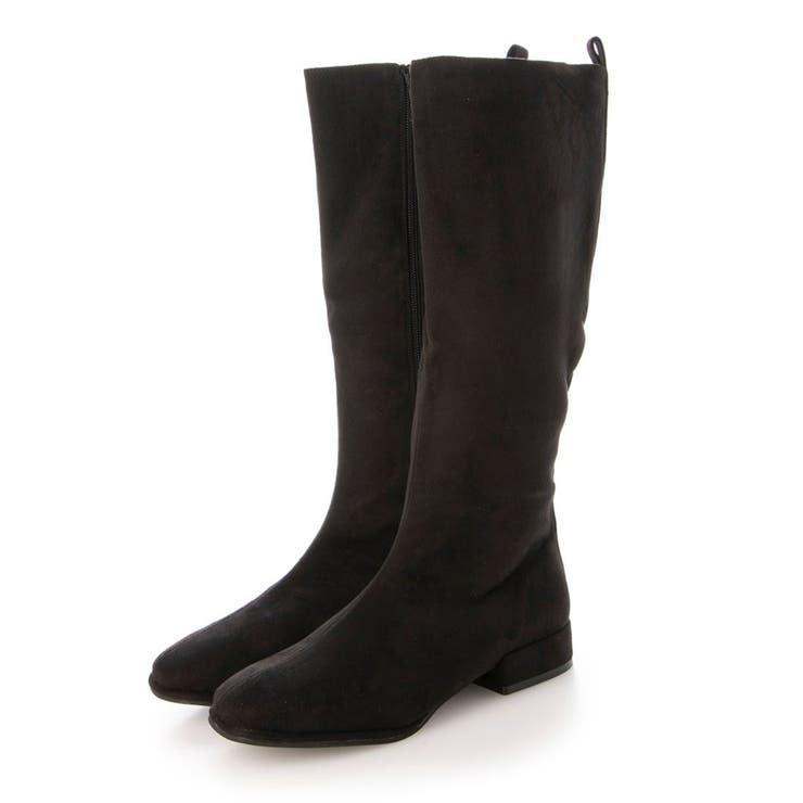 ブラック・スエード | Realta(レアルタ)3cmヒールピース付きソフトレザーロングブーツ | Mafmof