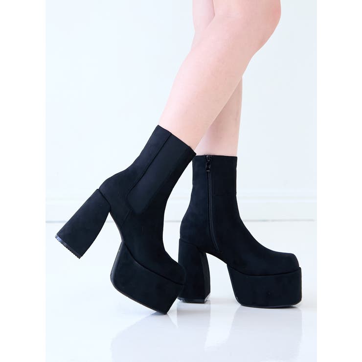 Mafmof(マフモフ)11 5cmバルキーヒールプランプサイドゴアショートブー… | Mafmof | 詳細画像2 