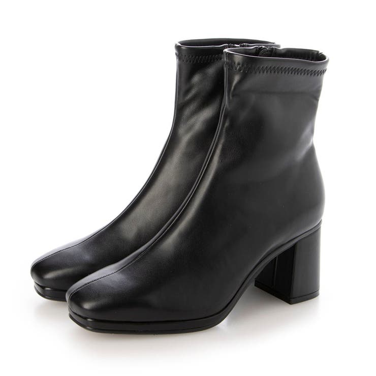 ブラック・PU | Realta(レアルタ)6 5cmヒールセンターシームスクエアトゥストレッチスト… | Mafmof