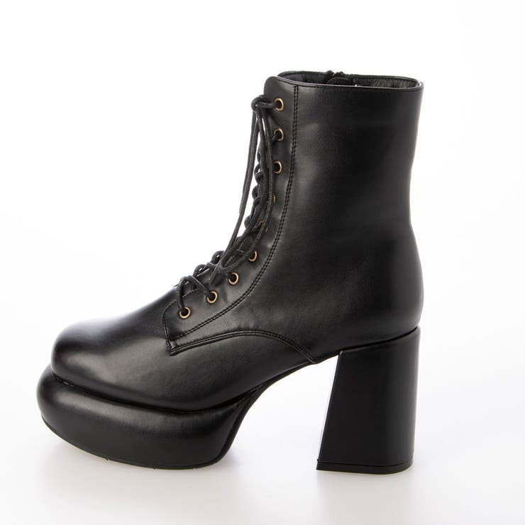 Mafmof9cmチャンキーヒール厚底プラットフォームレースアップショートブーツ… | Mafmof | 詳細画像10 