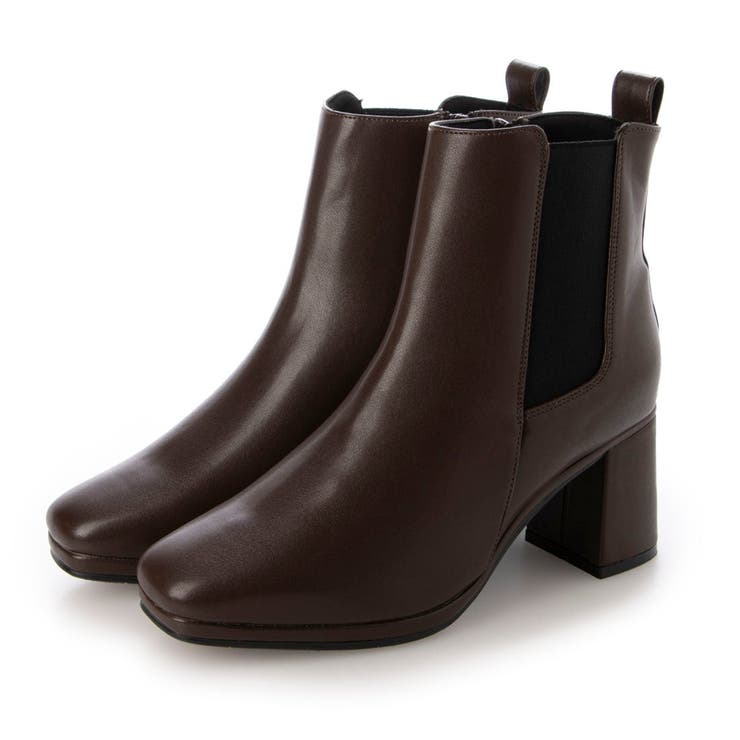 ダークブラウン・PU | Realta(レアルタ)6 5cmヒールサイドゴアスクエアトゥストームショートブ… | Mafmof