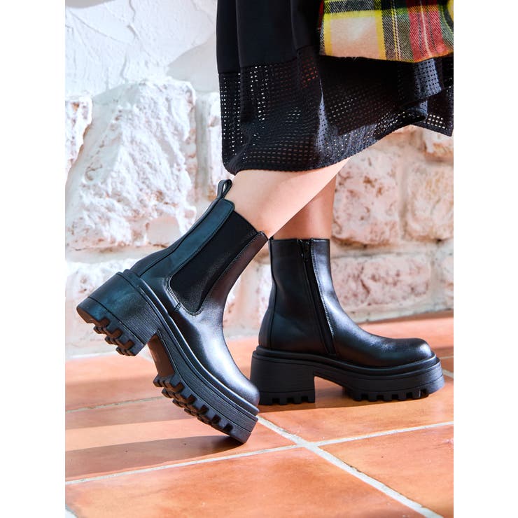 Mafmof(マフモフ)8cm厚底トラックソールサイドゴアショートブーツ | Mafmof | 詳細画像6 