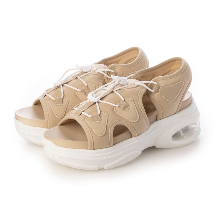 ベージュ・ホワイトソール | Realta(レアルタ)クッショニングソール厚底エアー底スポーツサンダル | Mafmof