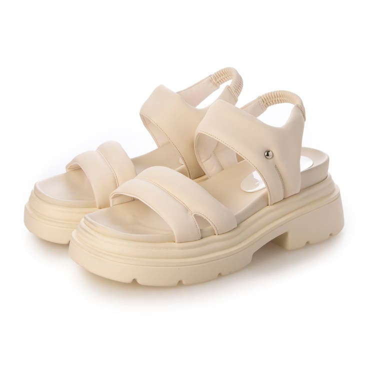 アイボリー | Mafmof(マフモフ)7cm厚底ソールダブルベルトパデットサンダル | Mafmof