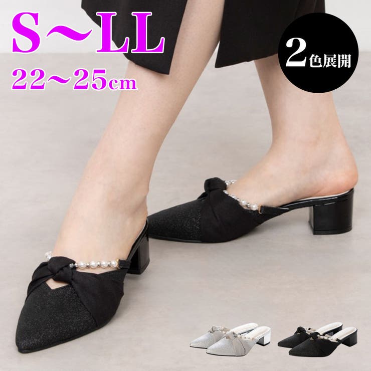 Realta(レアルタ)4.5cmヒールパール×シフォンリボンミュールサンダル | Mafmof | 詳細画像1 