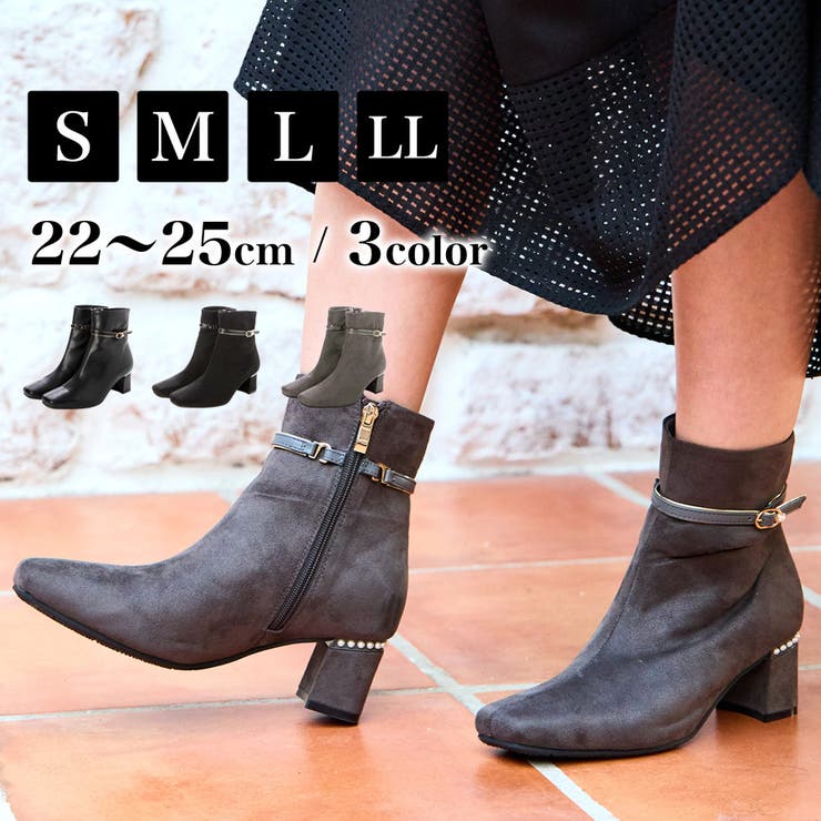 Realta5 5cmパールヒール2WAYパールベルトショートブーツ | Mafmof | 詳細画像1 