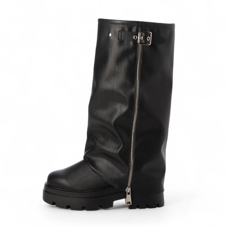 Mafmof(マフモフ)6.5cm厚底トラックソールジップカバーロングブーツ | Mafmof | 詳細画像4 