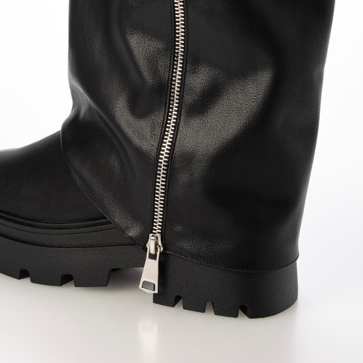 Mafmof(マフモフ)6.5cm厚底トラックソールジップカバーロングブーツ | Mafmof | 詳細画像6 