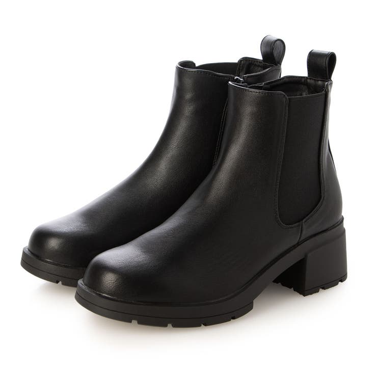 ブラック・PU | Realta(レアルタ)5 5cmヒール高グリップ防滑ソールサイドゴアショートブ… | Mafmof