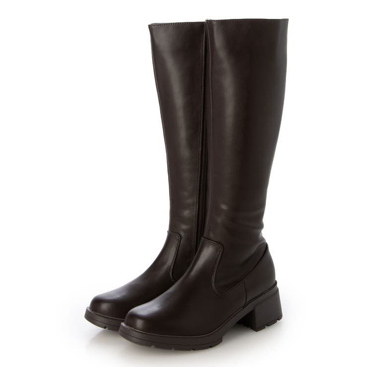 ダークブラウン・PU | Realta(レアルタ)5.5cmヒール高グリップ防滑ソールロングブーツ | Mafmof