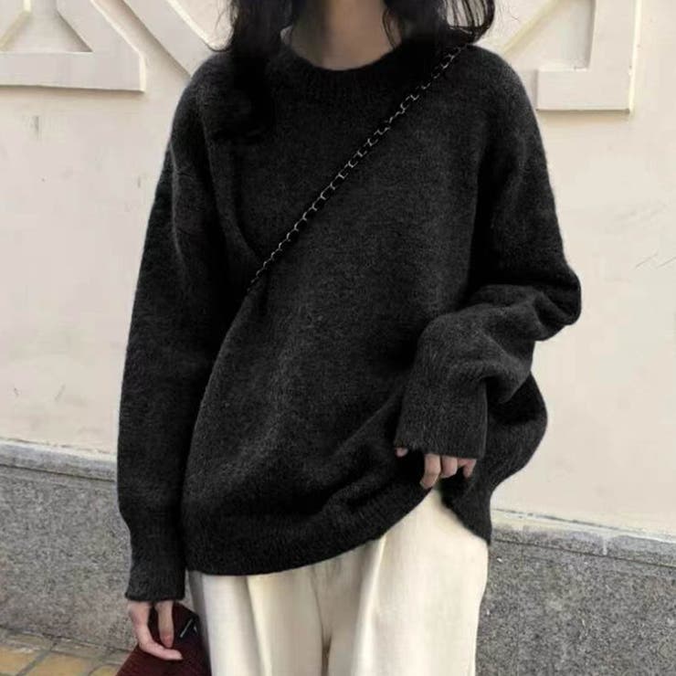 ブラック | 厚手のゆるふわニット ニット セーター | maison de LATIR