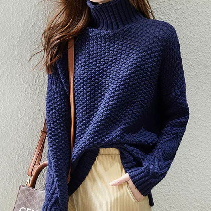 ブルー | ハイネック ニット セーター | maison de LATIR