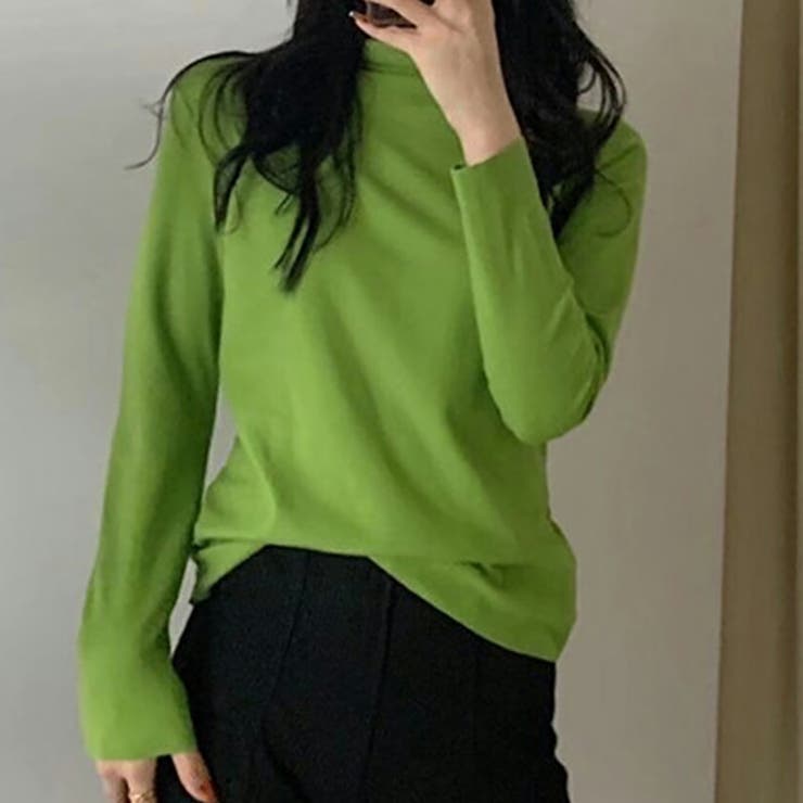 ライトグリーン | スタンドネック裏起毛カットソー INにもOUTにも使いやすい韓国ファッション 秋 | maison de LATIR