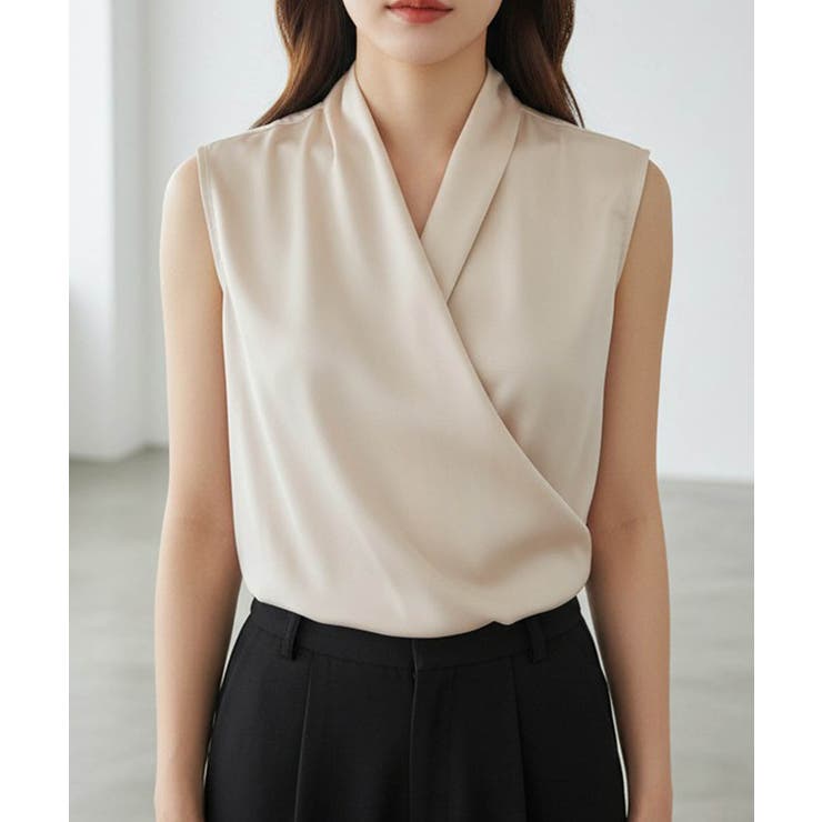 一枚で上品ノースリーブシャーリングの立体感、夏服ブラウス | maison de LATIR | 詳細画像14 