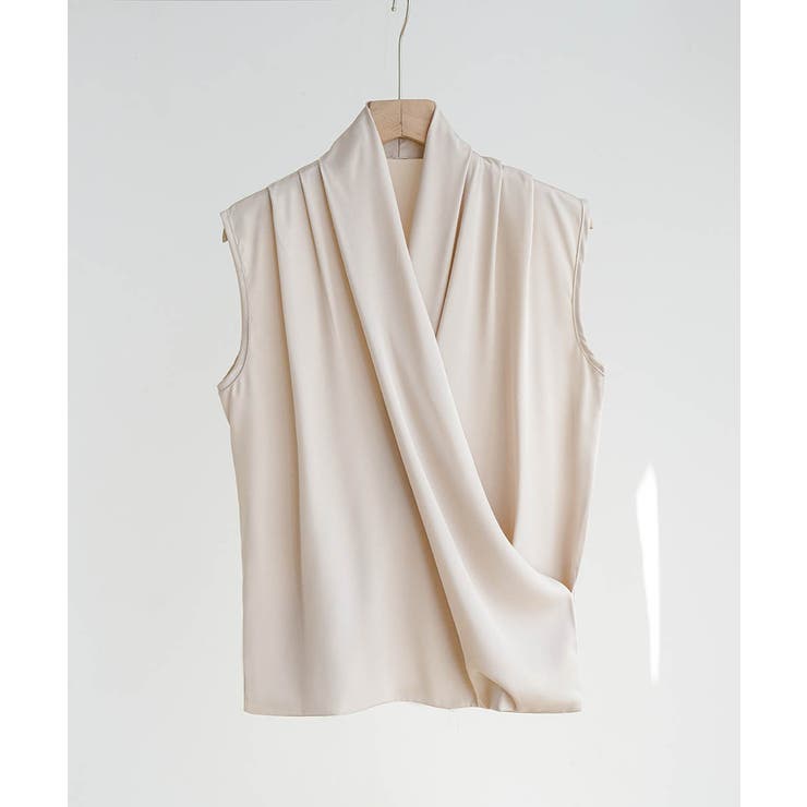 一枚で上品ノースリーブシャーリングの立体感、夏服ブラウス | maison de LATIR | 詳細画像20 