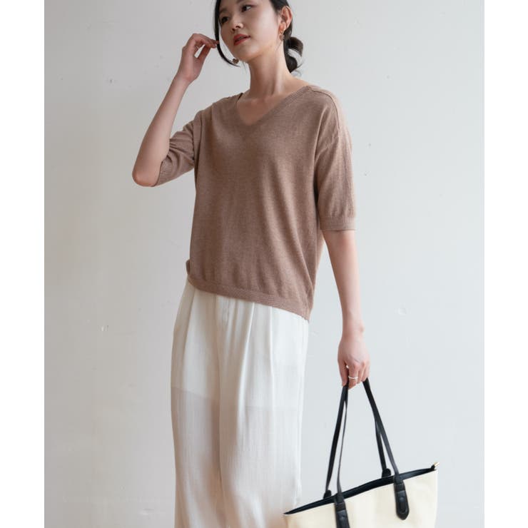 プチハイネックで大人サマーニット 5分袖 シンプル | maison de LATIR | 詳細画像18 