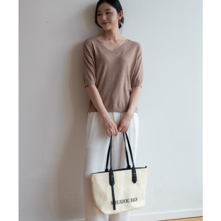 プチハイネックで大人サマーニット 5分袖 シンプル | maison de LATIR | 詳細画像27 