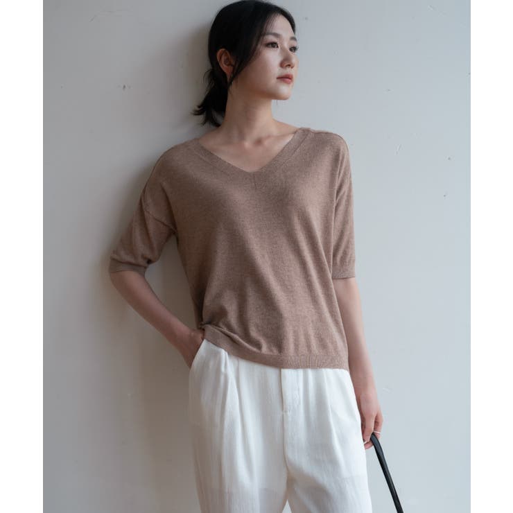 プチハイネックで大人サマーニット 5分袖 シンプル | maison de LATIR | 詳細画像29 