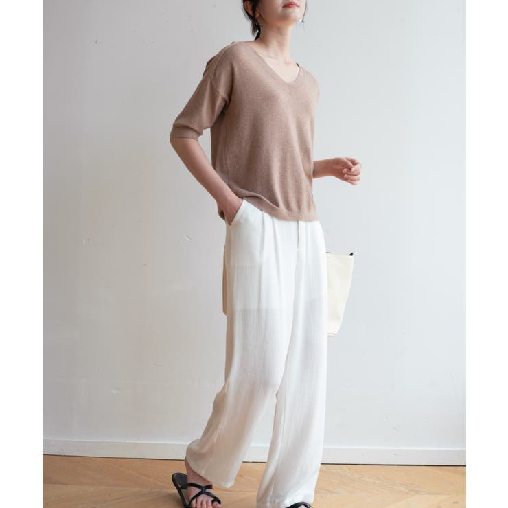 プチハイネックで大人サマーニット 5分袖 シンプル | maison de LATIR | 詳細画像30 