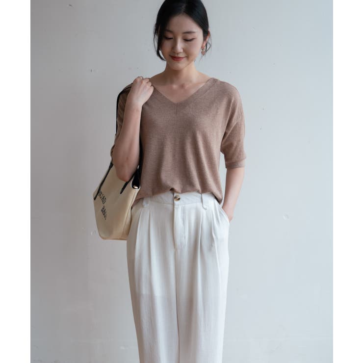 プチハイネックで大人サマーニット 5分袖 シンプル | maison de LATIR | 詳細画像31 