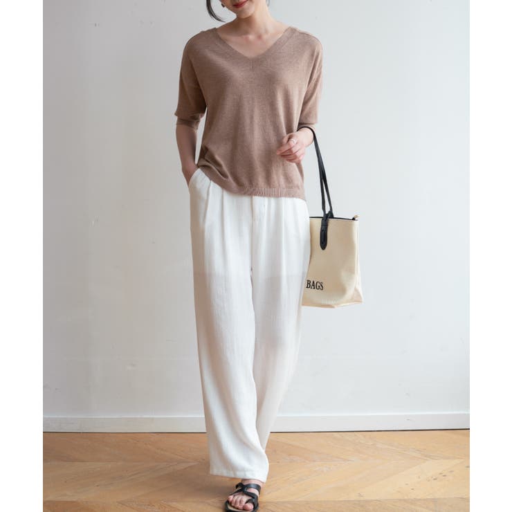 プチハイネックで大人サマーニット 5分袖 シンプル | maison de LATIR | 詳細画像32 