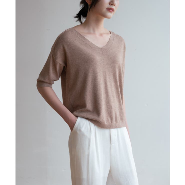 プチハイネックで大人サマーニット 5分袖 シンプル | maison de LATIR | 詳細画像33 