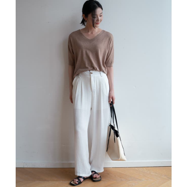 プチハイネックで大人サマーニット 5分袖 シンプル | maison de LATIR | 詳細画像34 