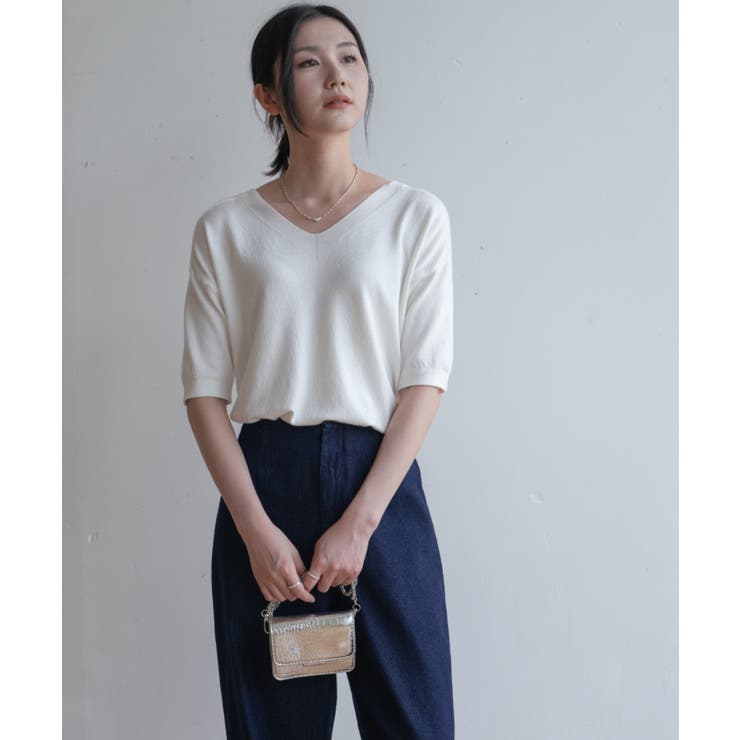 プチハイネックで大人サマーニット 5分袖 シンプル | maison de LATIR | 詳細画像39 