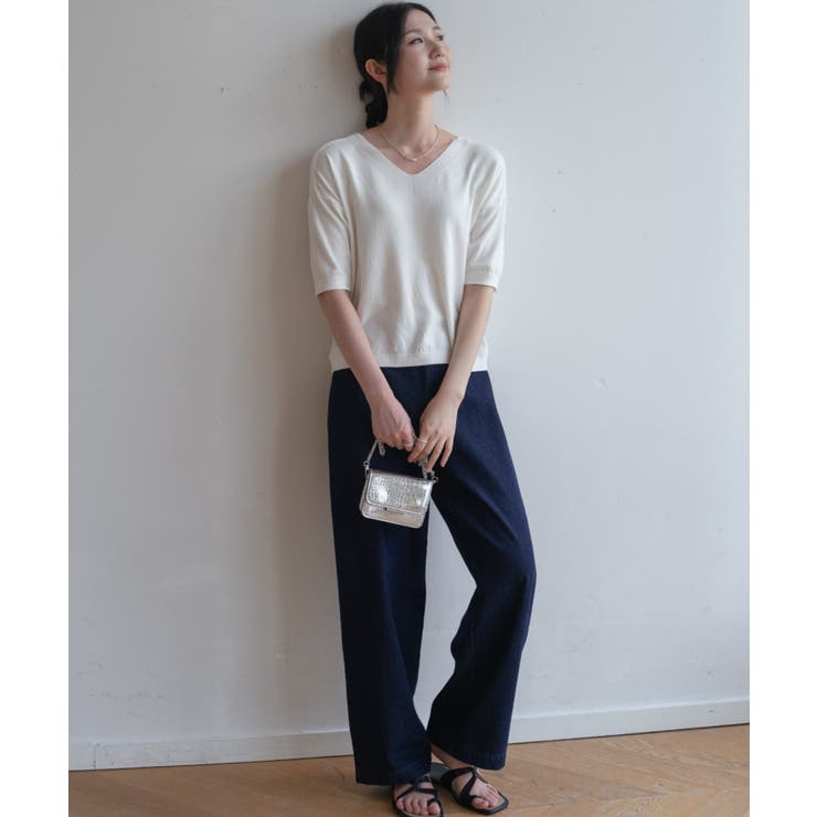 プチハイネックで大人サマーニット 5分袖 シンプル | maison de LATIR | 詳細画像42 