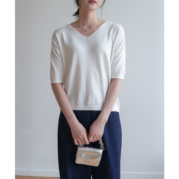 プチハイネックで大人サマーニット 5分袖 シンプル | maison de LATIR | 詳細画像44 