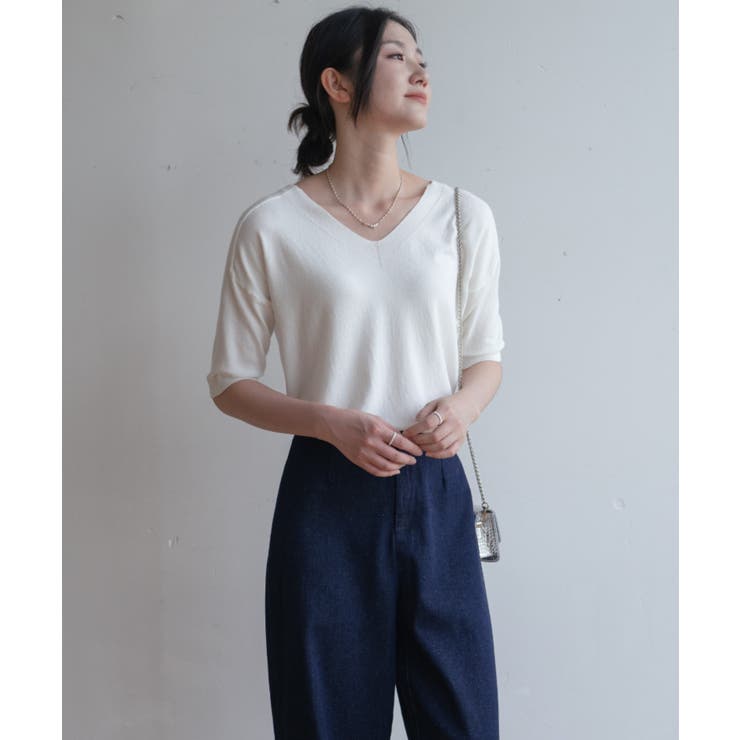 プチハイネックで大人サマーニット 5分袖 シンプル | maison de LATIR | 詳細画像45 