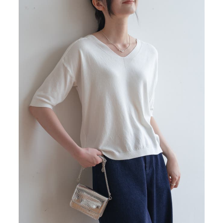 プチハイネックで大人サマーニット 5分袖 シンプル | maison de LATIR | 詳細画像46 