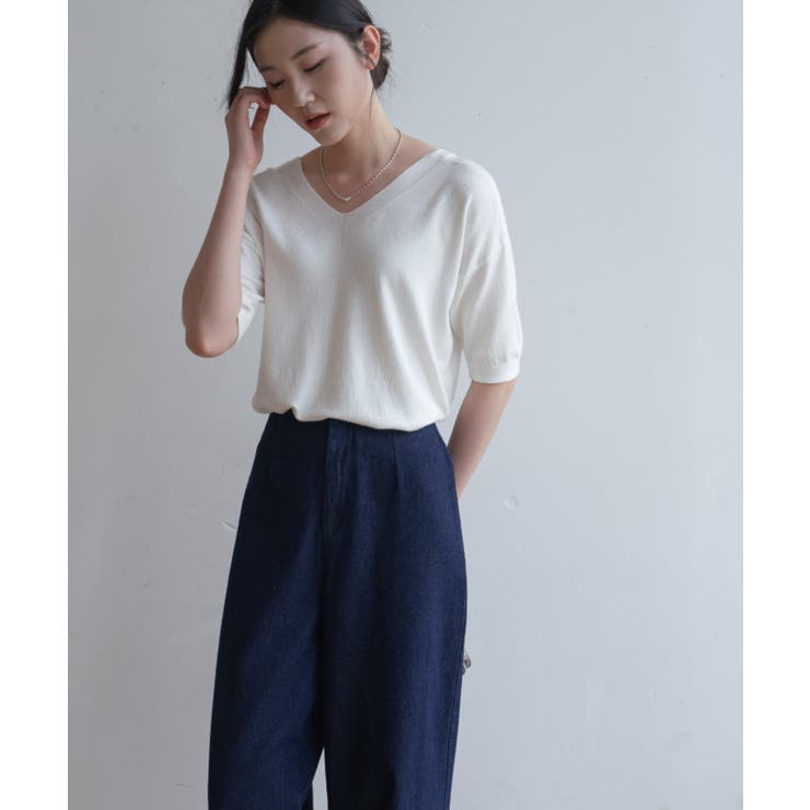 プチハイネックで大人サマーニット 5分袖 シンプル | maison de LATIR | 詳細画像47 