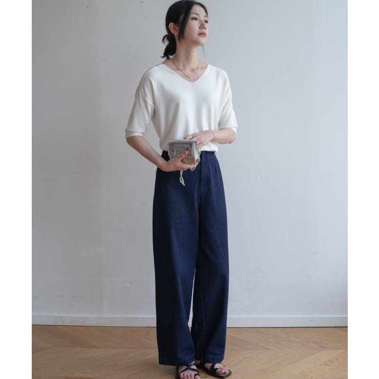 プチハイネックで大人サマーニット 5分袖 シンプル | maison de LATIR | 詳細画像48 