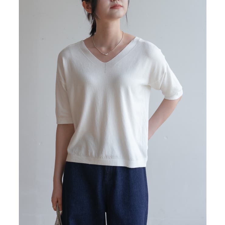 プチハイネックで大人サマーニット 5分袖 シンプル | maison de LATIR | 詳細画像50 