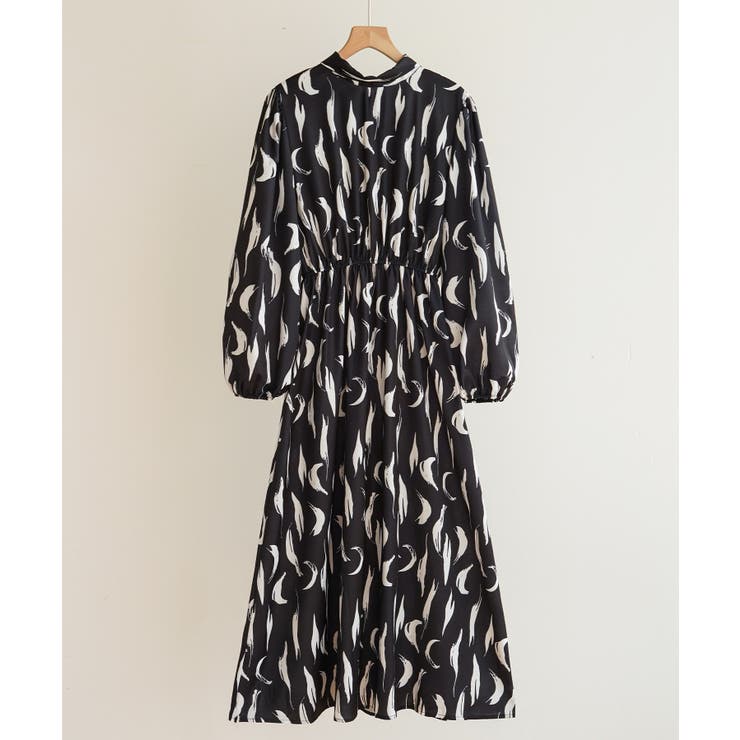 ボウタイリボン スタンドネックデザインがクールなレトロワンピース レトロプリント | maison de LATIR | 詳細画像17 