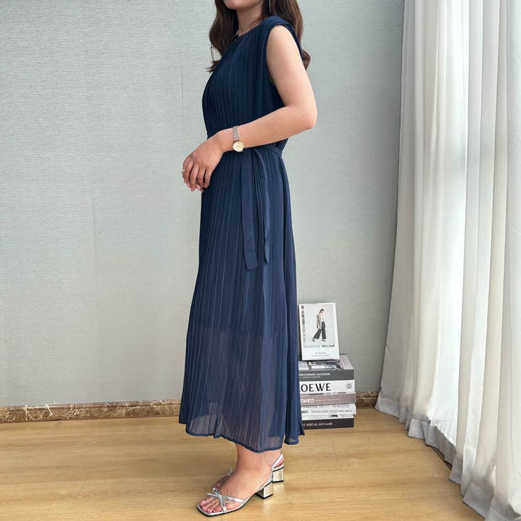 女性らしいシルエットが可愛いノースリーブプリーツロングワンピース パーティー 結… | maison de LATIR | 詳細画像24 