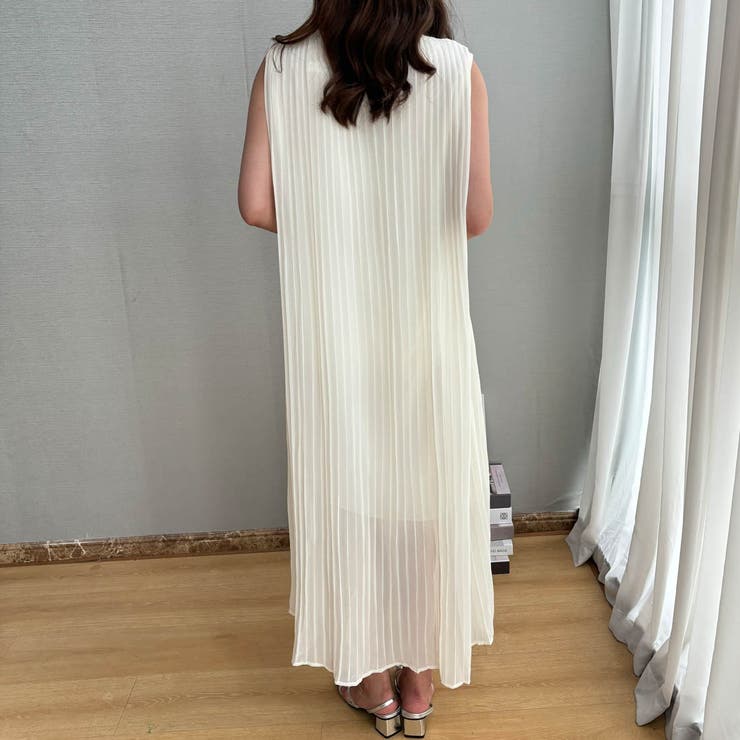 女性らしいシルエットが可愛いノースリーブプリーツロングワンピース パーティー 結… | maison de LATIR | 詳細画像34 