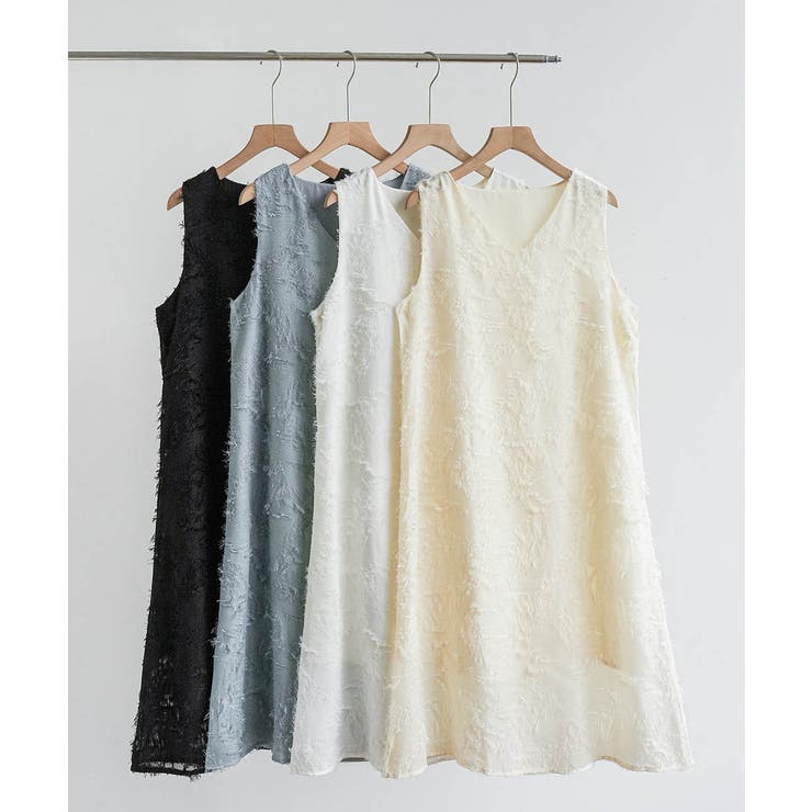 おしゃれな夏服。一枚でこなれる上品シャギーフリンジIラインワンピース | maison de LATIR | 詳細画像9 