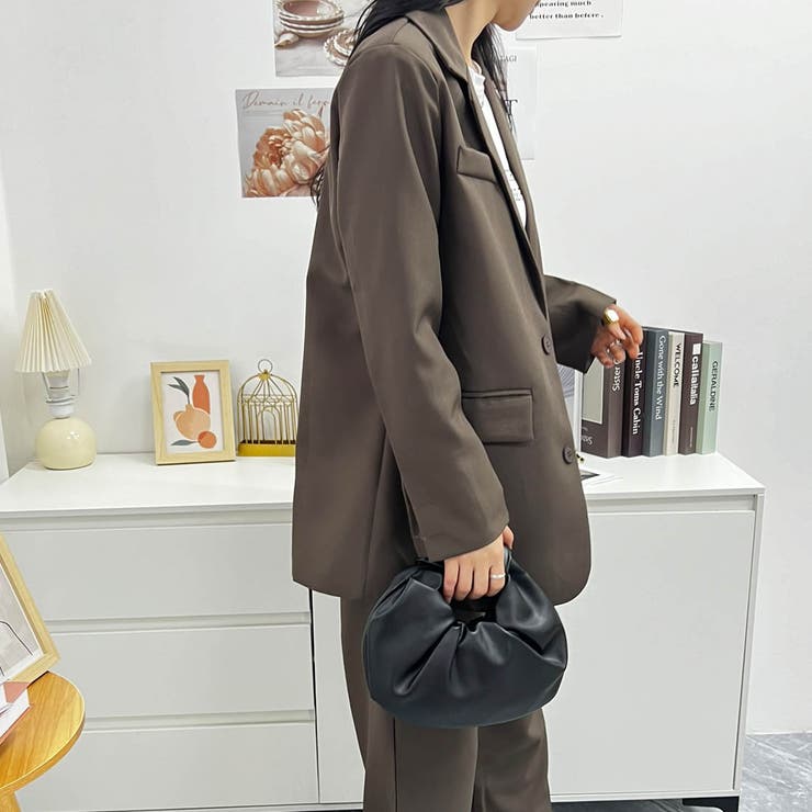 ブラウン | マニッシュな大人コーデにぴったりなセットアップ ワイドパンツ カジュアル | maison de LATIR