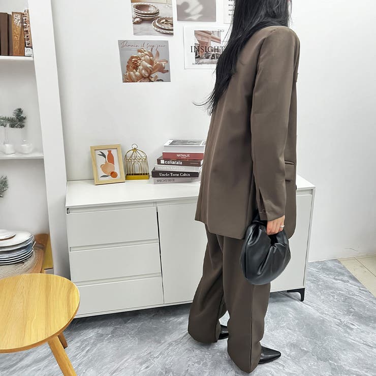 マニッシュな大人コーデにぴったりなセットアップ ワイドパンツ