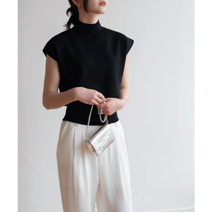 一枚で春服がオシャレに着こなせる！フレンチスリーブハイネック春ニットトップス | maison de LATIR | 詳細画像2 