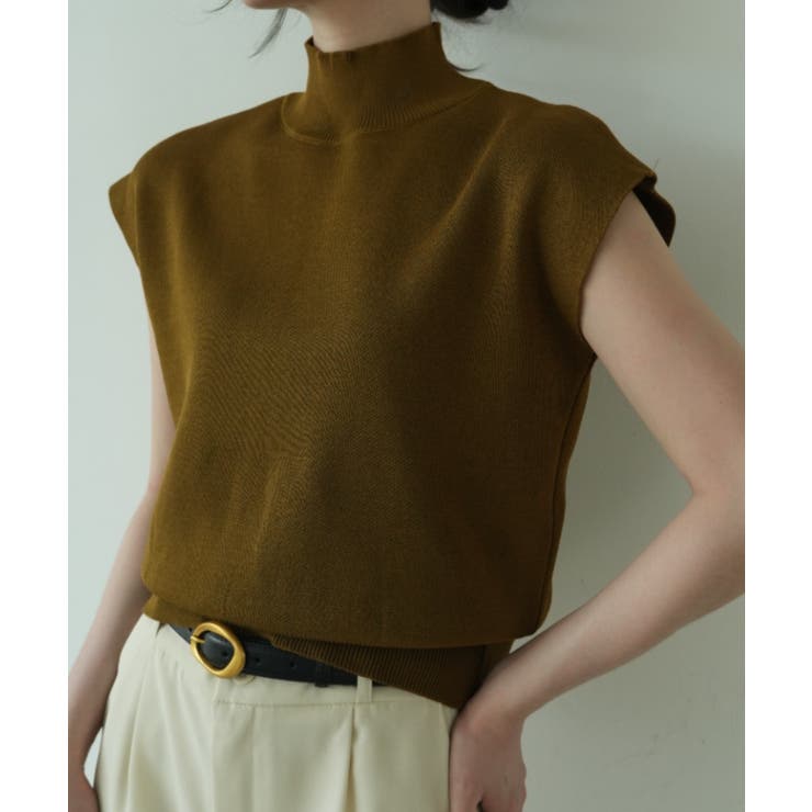 シンプルなデザインが上品なフレンチスリーブハイネックニットトップス モックネック | maison de LATIR | 詳細画像36 