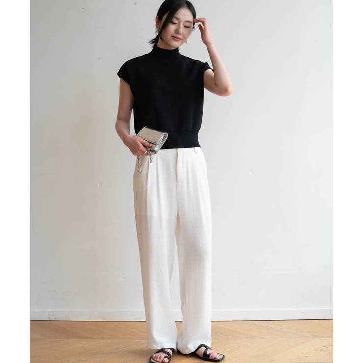 一枚で春服がオシャレに着こなせる！フレンチスリーブハイネック春ニットトップス | maison de LATIR | 詳細画像4 