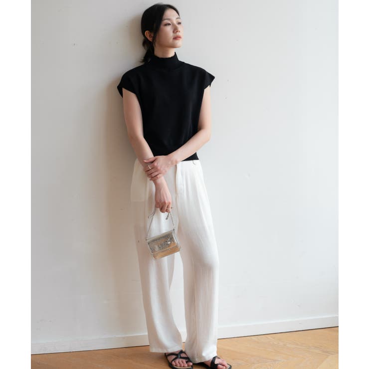 シンプルなデザインが上品なフレンチスリーブハイネックニットトップス モックネック | maison de LATIR | 詳細画像49 