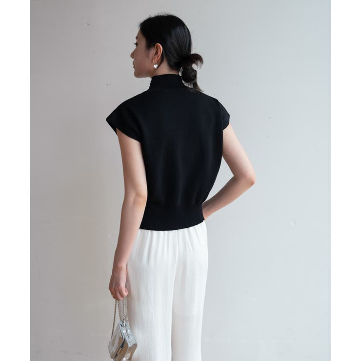 シンプルなデザインが上品なフレンチスリーブハイネックニットトップス モックネック | maison de LATIR | 詳細画像58 