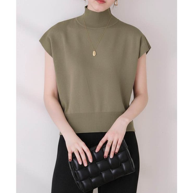 一枚で春服がオシャレに着こなせる！フレンチスリーブハイネック春ニットトップス | maison de LATIR | 詳細画像6 