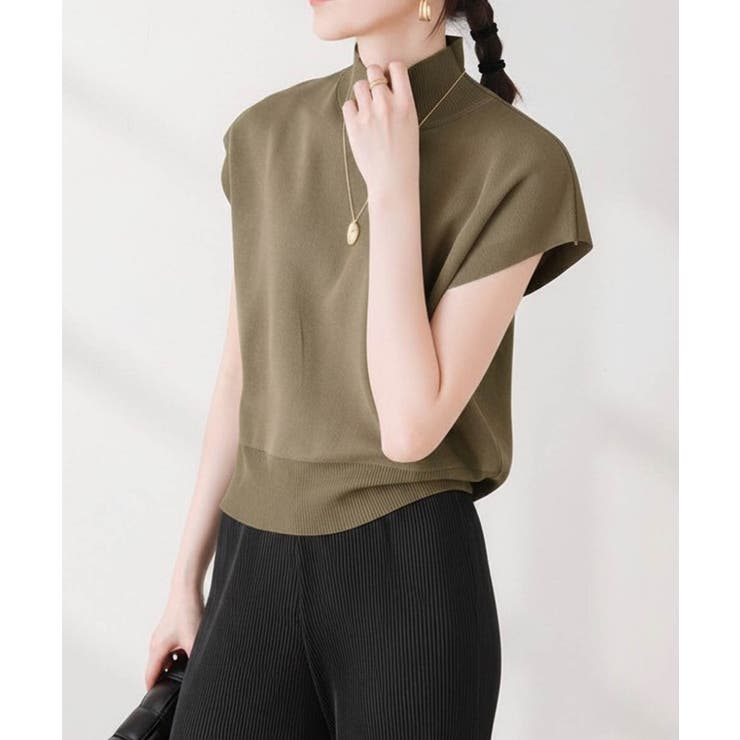 一枚で春服がオシャレに着こなせる！フレンチスリーブハイネック春ニットトップス | maison de LATIR | 詳細画像7 