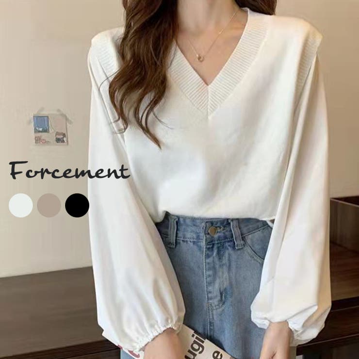 ゆったりしたサイズ感の大人めニット レイヤード Vネックニット | maison de LATIR | 詳細画像1 