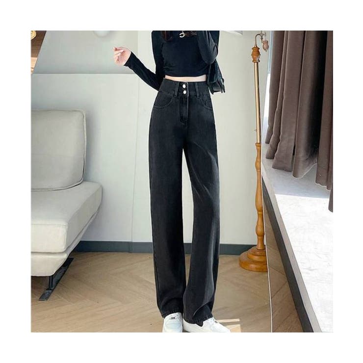 小物などお買い得な福袋 シルエットがきれいなハイウエストストレートデニム ハイ パンツ